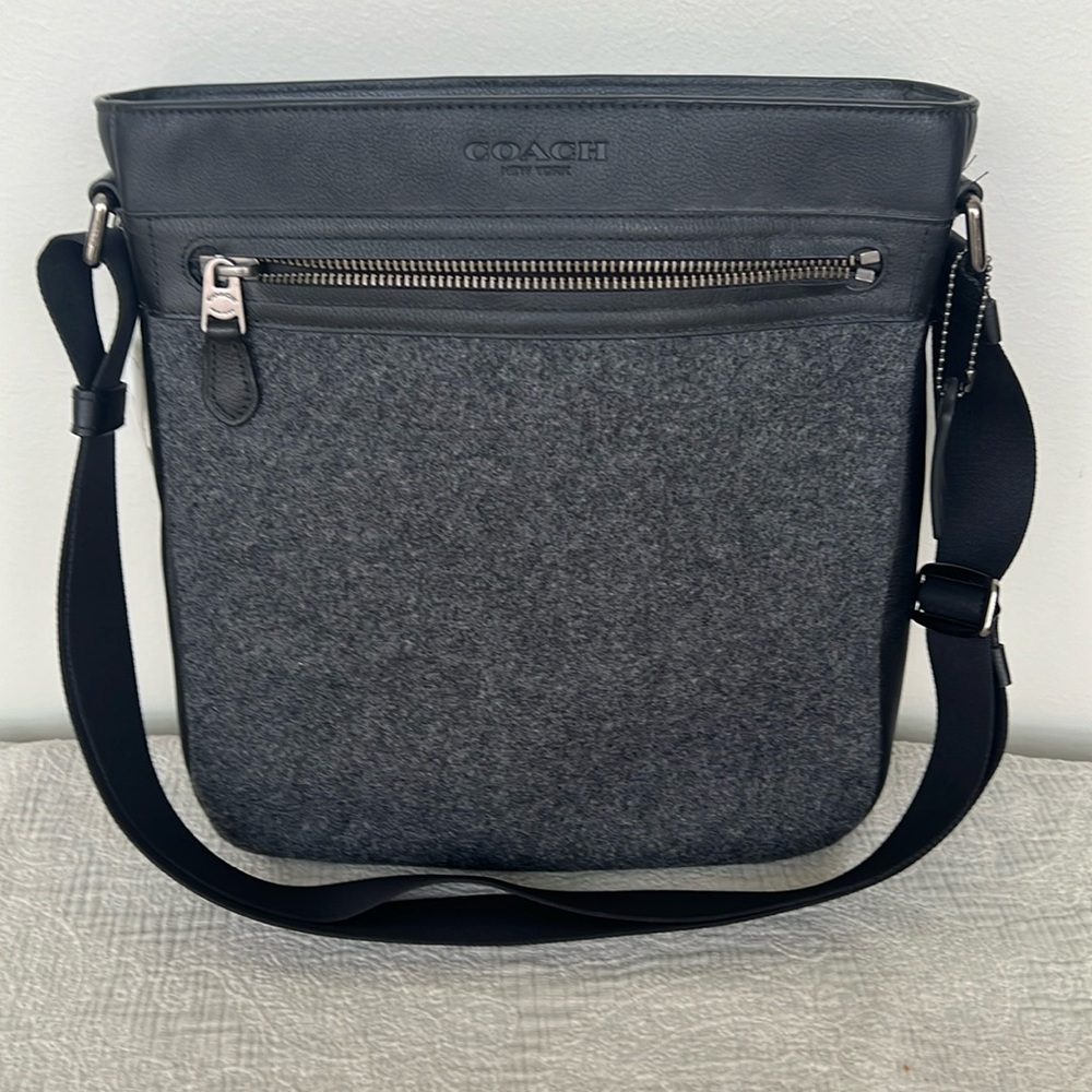 Coach wool and leather crossbody bag.